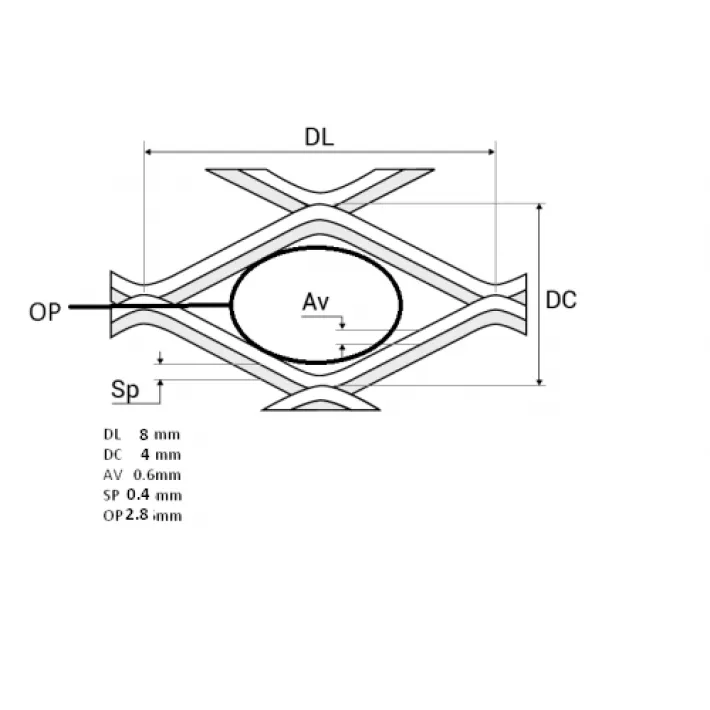 Tinklas  nerūdijančio plieno, kirstinis įtemptinis   8 x 4,0 x 0,60 x 0,4  1,00m