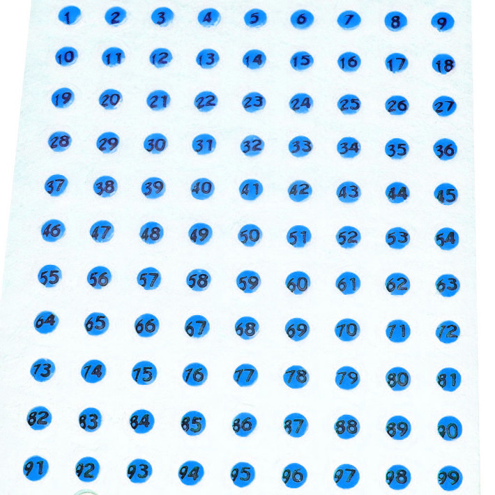 Skaičiai motinėlėms žymėti - 1-99, mėlyna