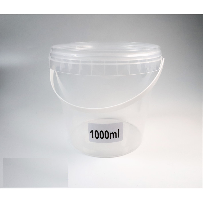 Plastikinis kibirėlis su dangčiu ir rankenėle 1L