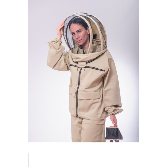 Striukė bitininkui medvilninė su skafandro modelio kepure ir užtrauktukais, 62 dydis