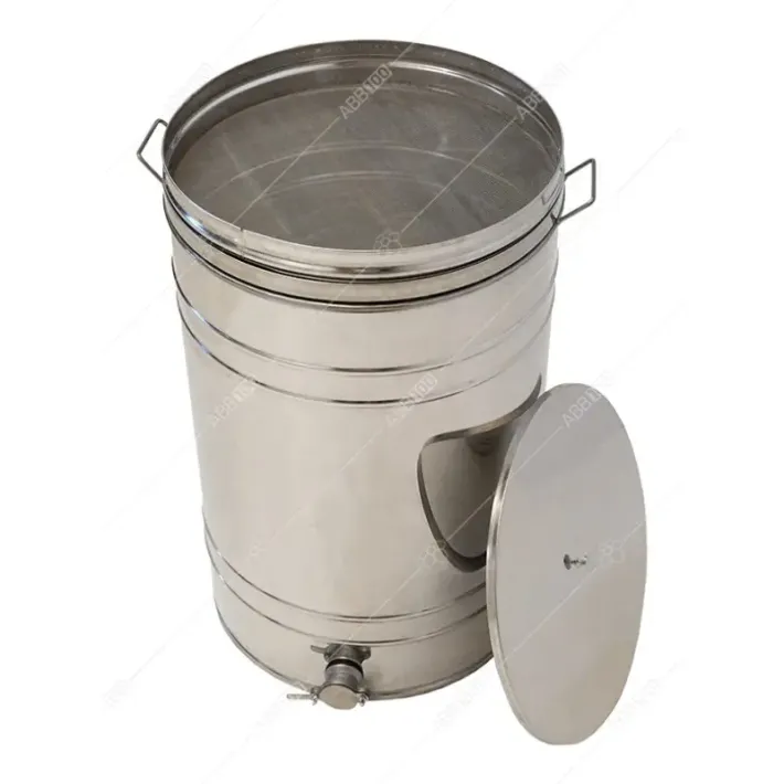 Medaus nusodinimo talpa su filtru medui 150 l, išleidimo sklendė nerūdijančio plieno
