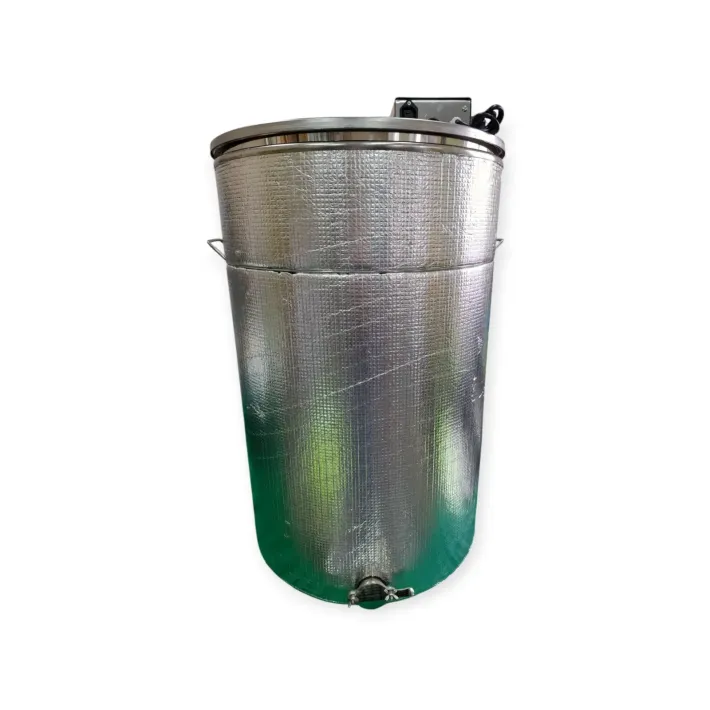Medaus nusodinimo talpa medui su filtru su 250 l (350 kg) iš nerūdijančio plieno, su šildymu, išleidimo sklendė iš nerūdijančio plieno
