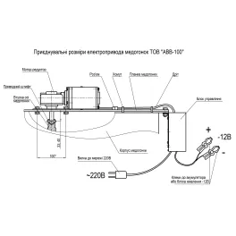 Medsukio variklis su valdymo pultu  sliekine pavara ir maitinimo bloku