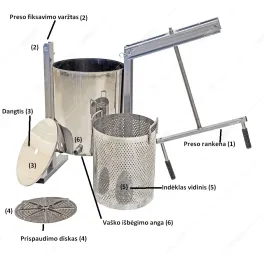 Garinis vaško lydytuvas su spaustuvu (presu) 